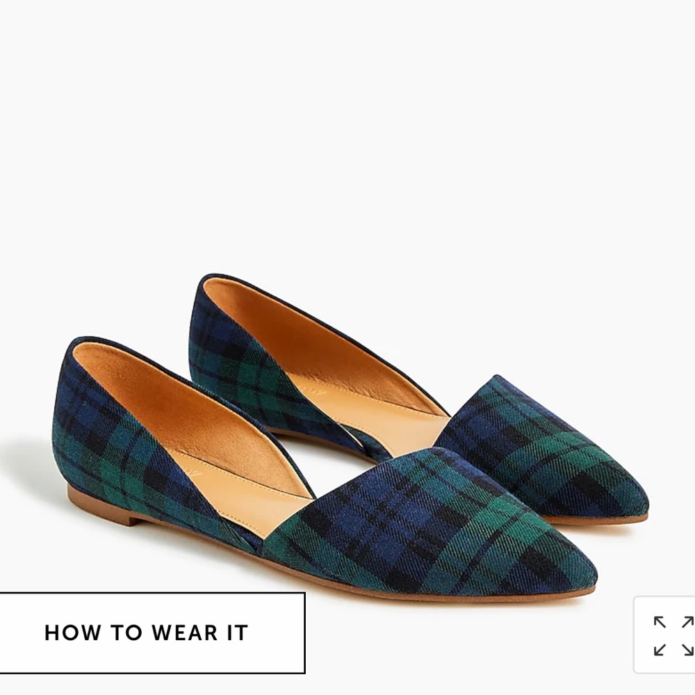 J.Crew Plaid Zoe d’Orsay Flats - Size 7 - New In Box